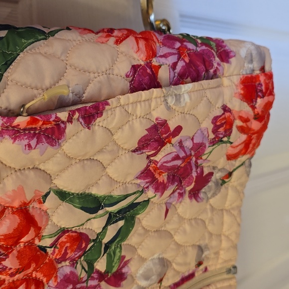 Lands' End Women's Quilted Floral Jacket Lightweight Coat  Ivory Green SZ Medium - Picture 7 of 15